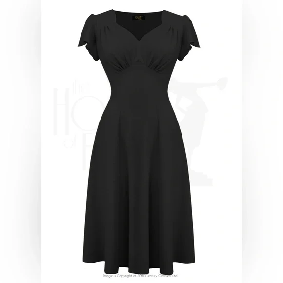 The House of Foxy 1940s Black Betty Tea Dress UK 8, US Small